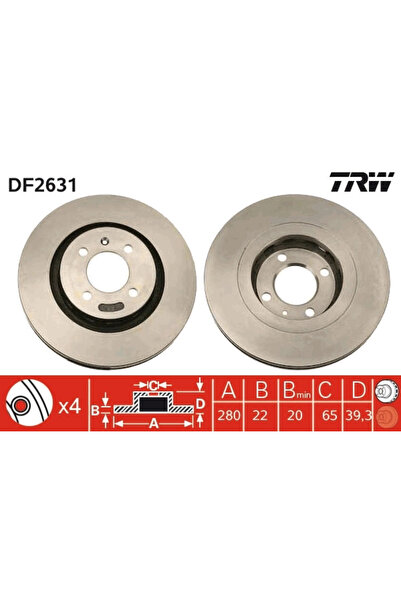 TRW Disc Frana Seat Cordoba/Ibiza 2/Toledo 1 Vw Corrado/Golf 2/Passat B3/B4