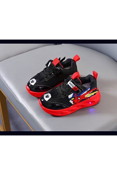 BebeNou Black and Red Sneakers with Lights - Robot mdb-003-1-c