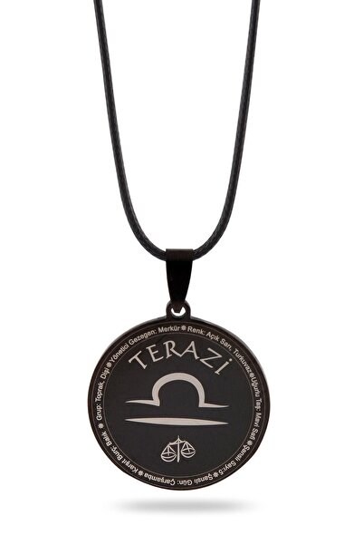 GWOMA Men's Steel Necklace - Black Color Zodiac Engraved Men's Necklace