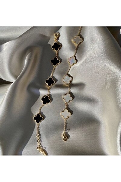 Çelik 2’li yonca Siyah beyaz bileklik