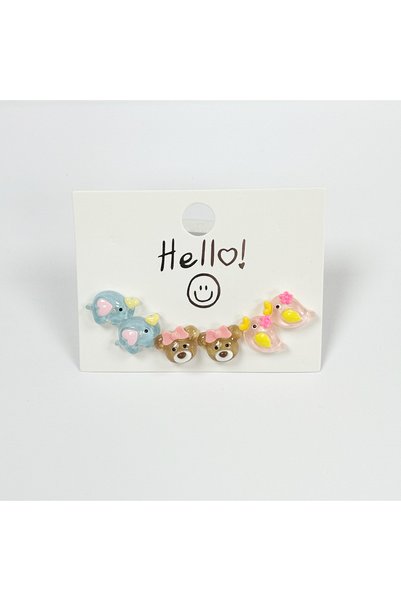 Perissy 3 Pairs of Children's Earrings Animal Children's Earrings