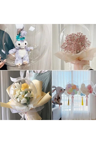 BALONCU ABLA 20 İnç Şeffaf Bobo Balon Pvc Balon Şeffaf 5 adet