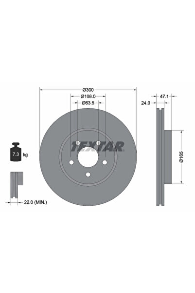 TEXTAR Спирачен диск Ford Mondeo 3 Ford (Changan) Mondeo