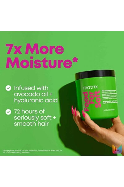 Matrix ,Food For Soft,Intense Moisturizing Treatment Mask,With Hyaluronic Acid And Avocado Oil,500ml