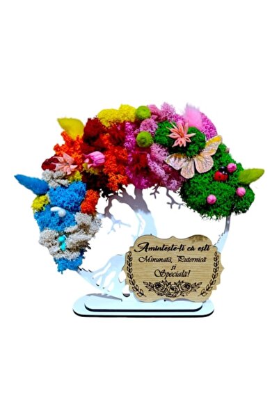 OEM Tablou personalizat cu mesaj, Copacul Vieții, mușchi stabilizat, 15 cm, m...