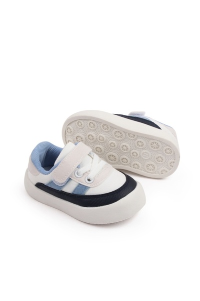 BebeNou Teniși albi cu inserții albastre și bleumarin chmy22-7-2-c