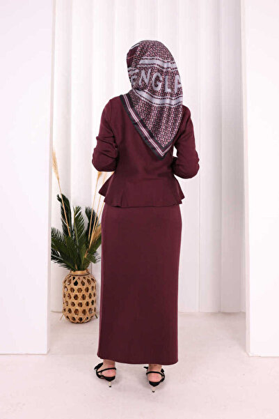 Bym Fashion Knitwear Skirt and Cardigan Set 17040 Purple