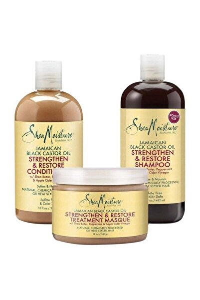 Shea Moisture شامبو وبلسم لتقوية وتجديد الشعر مع قناع علاجي