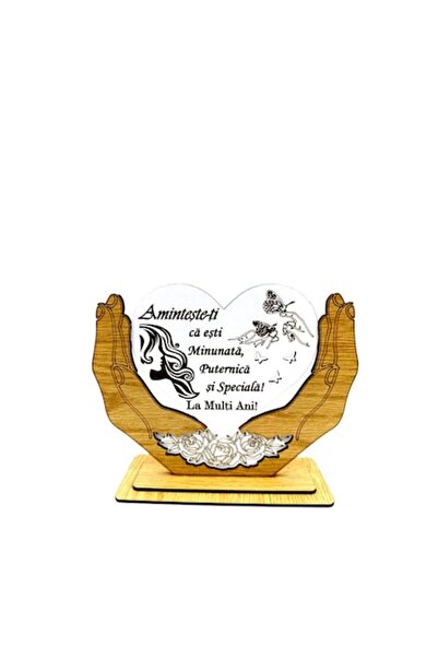 OEM Decoratiune lemn inimă în palme, personalizată cu mesaj standard pentru i...