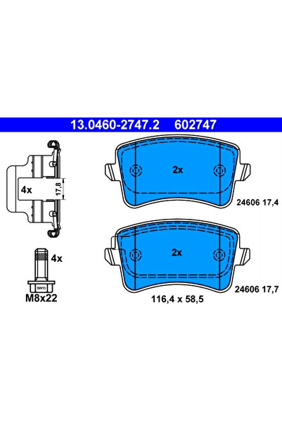 Ate Set Placute Frana Frana Disc Audi A4 Allroad B8/A4 B8/A5