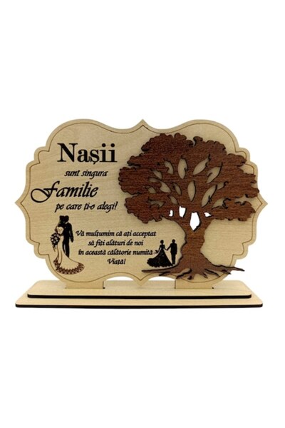OEM Placă din lemn - Cadou personalizat pentru nași – 30x20 cm, crem