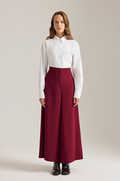 Aker Beli Lastik Detaylı Dökümlü Pantolon Etek