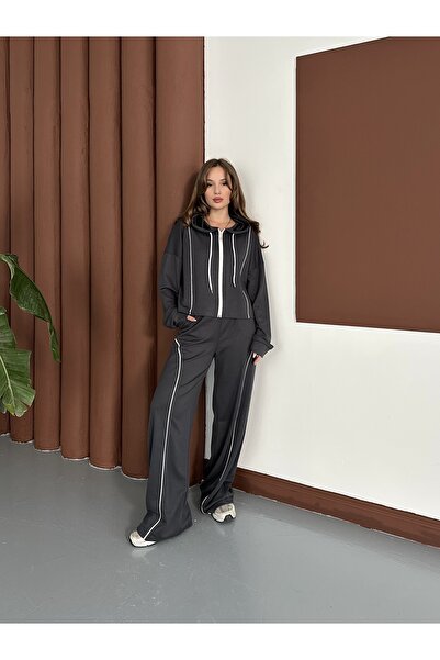 BELISTIL Set hanorac supradimensionat cu dungi albe afumate și pantaloni largi