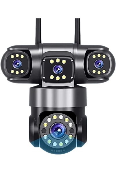 O Ozone كاميرا مراقبة خارجية عالية الدقة مزودة بخاصية واي فاي | أربع عدسات، تتبع بالذكاء الاصطناعي، رؤية ليلية كاملة الألوان والأشعة تحت الحمراء