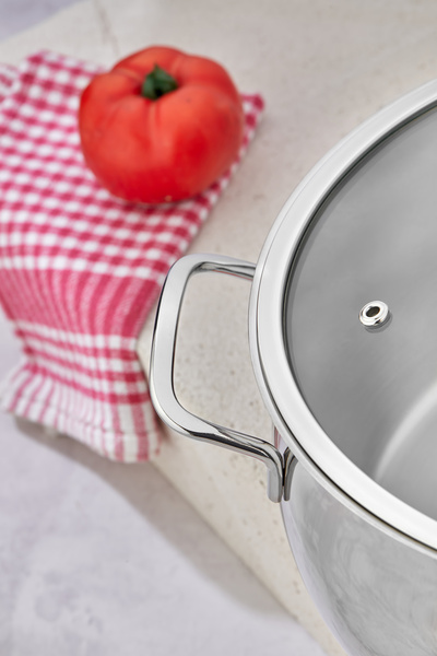 Cooker Lara 26 cm Stainless Steel Deep Pot with Glass Lid