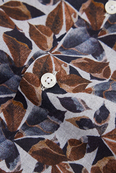 W Collection Gray Short Sleeve Printed Shirt