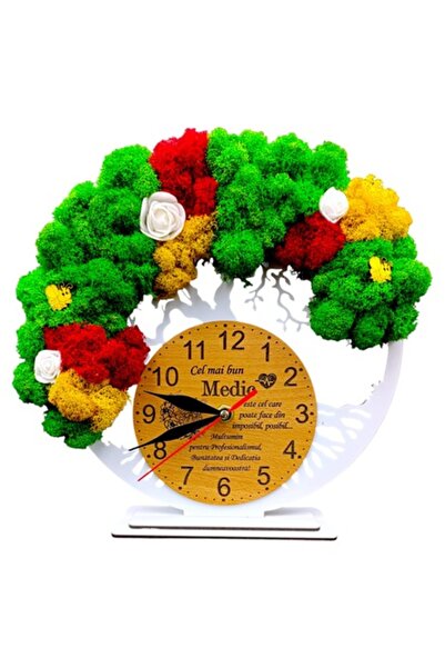 OEM Ceas decorativ pomul vieții decorat cu licheni, personalizat cu mesaj sta...