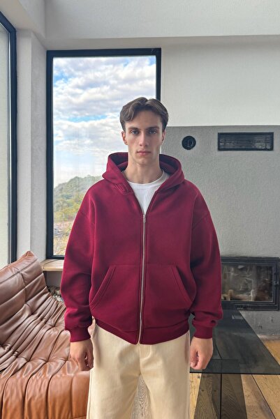 Flaw Wear Βασικό Φούτερ με Φερμουάρ Βουργουνδί