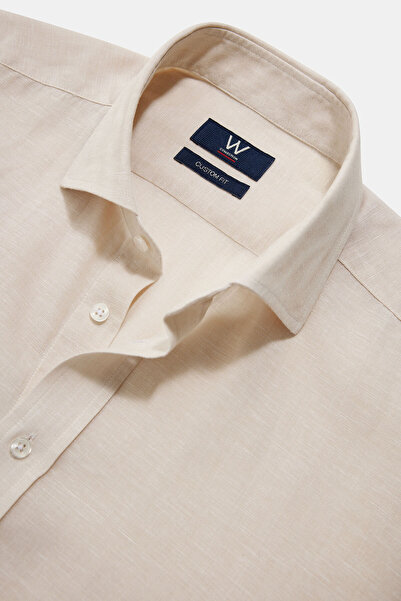 W Collection Beige Long Sleeve Cotton/Linen Shirt