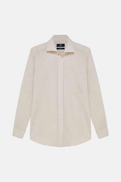 W Collection Beige Long Sleeve Cotton/Linen Shirt