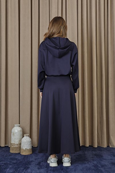 Puane Women's Snap Detailed Skirt Suit - 14377Tks - Navy