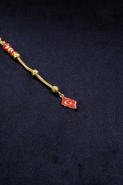 dergah tesbih Gold Crescent and Star Design Silver Tassel