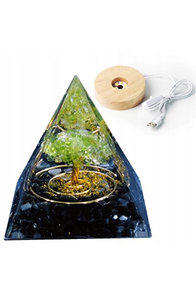 Other Piramidă ORGONIT + BAZA LAMPĂ LED 5cm PIETRE DE CRISTAL AMULETĂ 5cm ÎX14