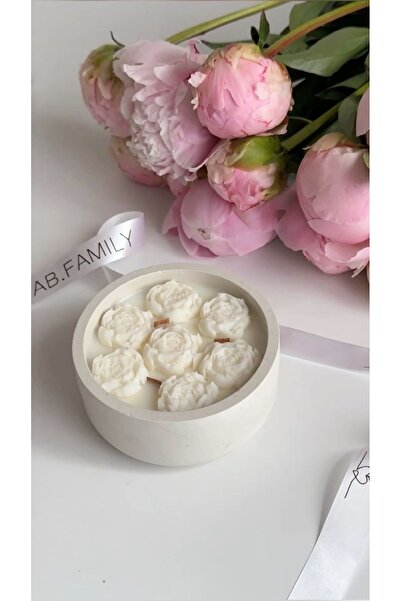 LALEZEN HOME Gül Detaylı Kase Mum Soyawax Doğal Mum