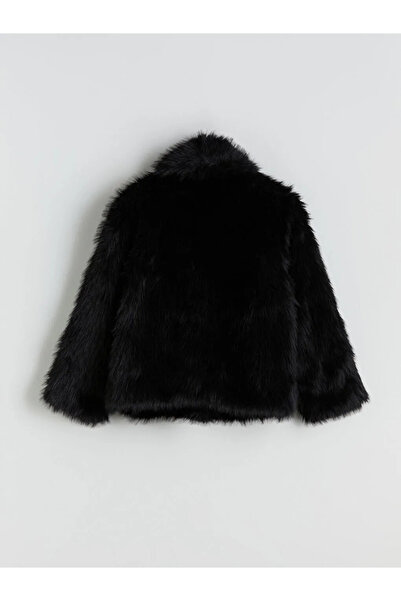 LC Waikiki Palton artificial pentru fete LCW Kids, negru