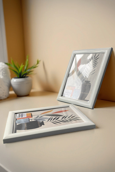 Wooden Factory 4 Pieces White Frame Set – 15X21 (A5) Wall Decor and Standing Photo Frame