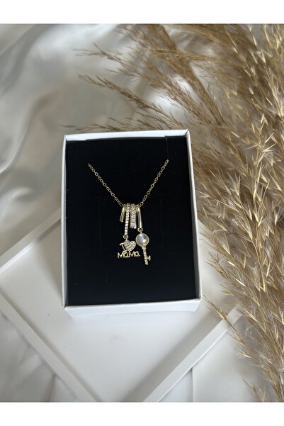 stainles steel Kadı Çelik charmlı gold kolye