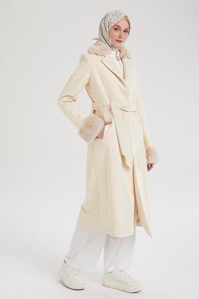 Armine TREND Mobile Fur-Capped Cap with Sleeves and Collar-Beige 24Kt816