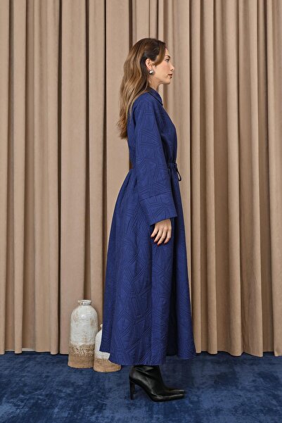 Loreen Kadın Belden Tünelli Kapitone Elbise - 20713ELB - Lacivert