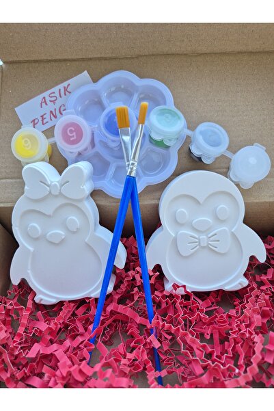 7nisan AŞIK PENGUENLER Taş Boyama Seti- Hediye Sevgili Date