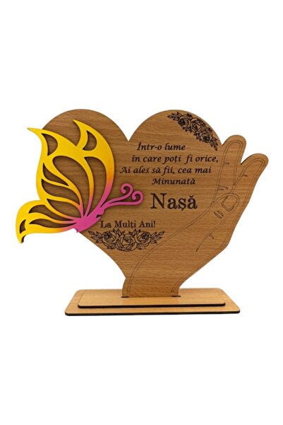 OEM Decoratiune tablou inima cu fluture, cadou personalizat cu mesaj standard...