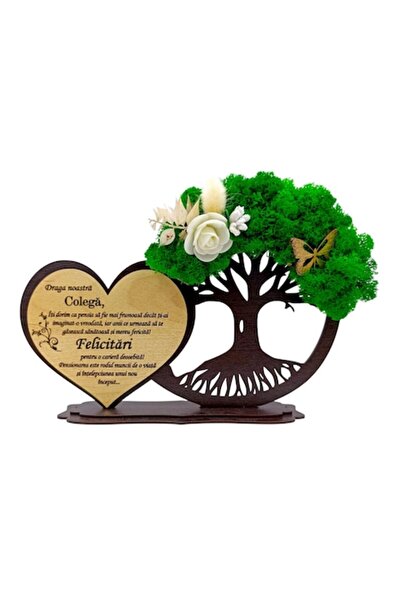 OEM Decoratiune inima copac cu licheni, cadou personalizat cu mesaj pentru Co...