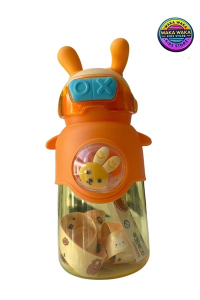 ww waka waka kids store Children's Water Bottle with Ears Figure 600 ml - Cute Colorful Water Bottle with Strap & Straw