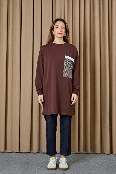 Puane Women's Pocket Detailed Tunic- 10719Tun - Brown