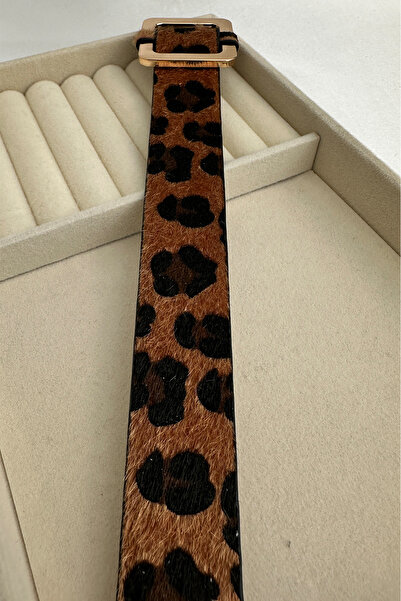 Modex Leopard Patterned Large Buckle Detailed Bracelet (25cm)