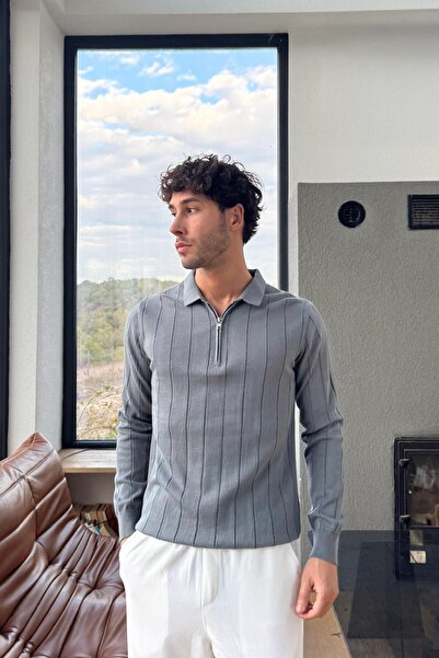 Flaw Wear Striped Zipper Knitwear Sweater