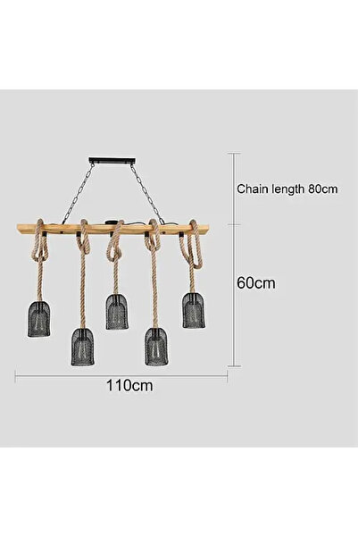 HAMER Modern pendant lamp, five-strand chandelier, hanging ropes, elegant lighting