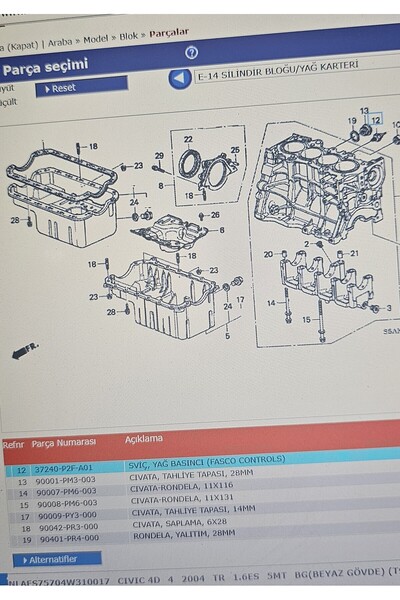 İthal HONDA CIVIC 02-06 VTEC SEDAN YAĞ BASINÇ MÜŞÜRÜ