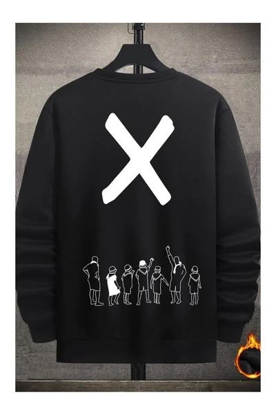 CLASİVA Special Design Sun and Moon Printed Unisex Crew Neck Oversize Sweatshirt