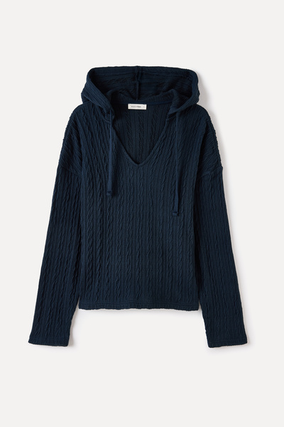 Mudo Hooded V-Neck Knitted Sweatshirt