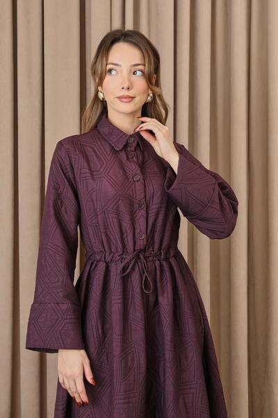 Loreen Women's Waist Tunnel Quilted Dress - 20713Elb - Plum