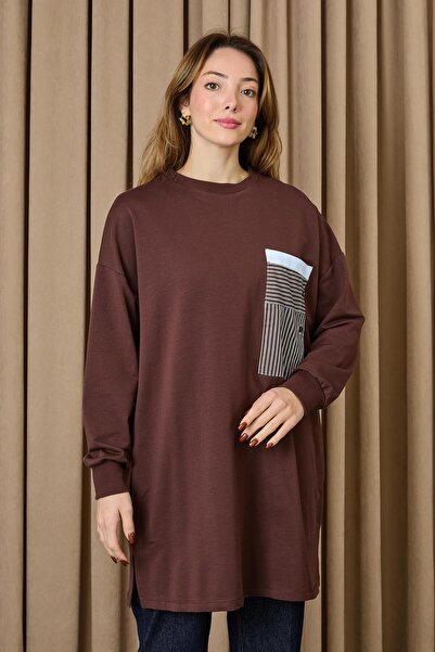 Puane Women's Pocket Detailed Tunic- 10719Tun - Brown