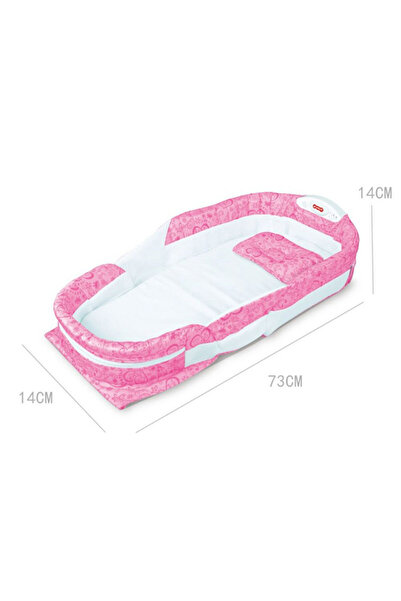 TSUMAB سرير أطفال محمول مع وسادة - عش نوم قابل للطي أثناء السفر (وردي)