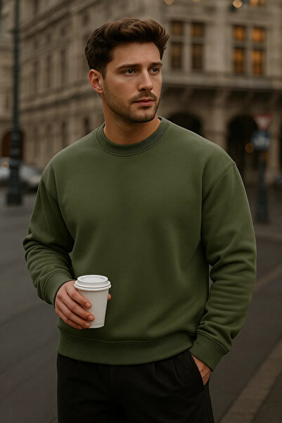 COMBİNE MİCHAİL Чоловічий оверсайз зимовий хакі довгий светр