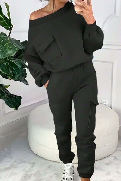 StreetWear Outlet Trening pentru femei, clasic, hanorac cu umeri căzuți și pa...