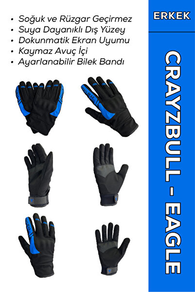 MOTOKIT Crazybull Eagle Mavi / Su ve Rüzgar Geçirmez Kışlık Erkek Motosiklet ...